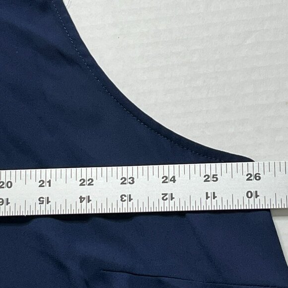 Catherines 2X Top V Neck Pleat Front Sleeveless Sheer Lightweight Navy - Picture 6 of 8